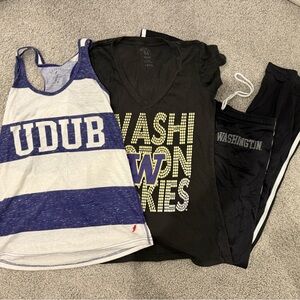 university of washington shirt, tank, pants bundle udub medium M